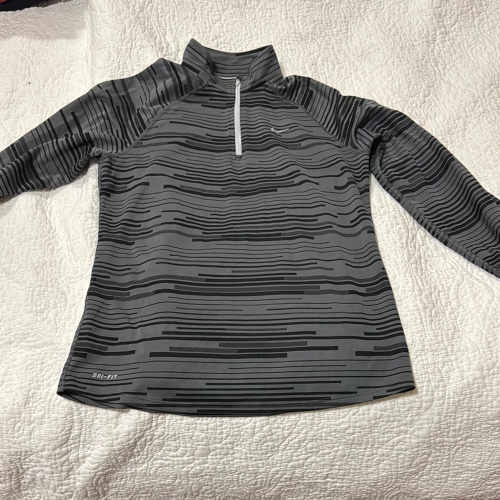 Nike Black and Gray Striped Pullover